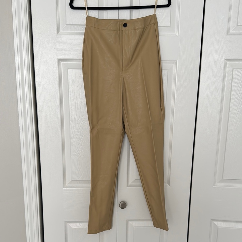 Nasty Gal Tan Leather Pants